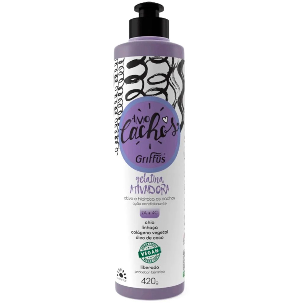 Gelatina Activadora de Rizos Griffus Love Curls – Fijación Fuerte (2A-4C) 420g